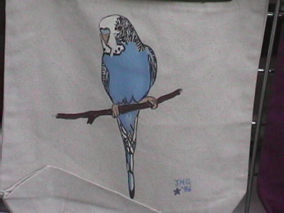 Blue Parakeet on canvas tote bag